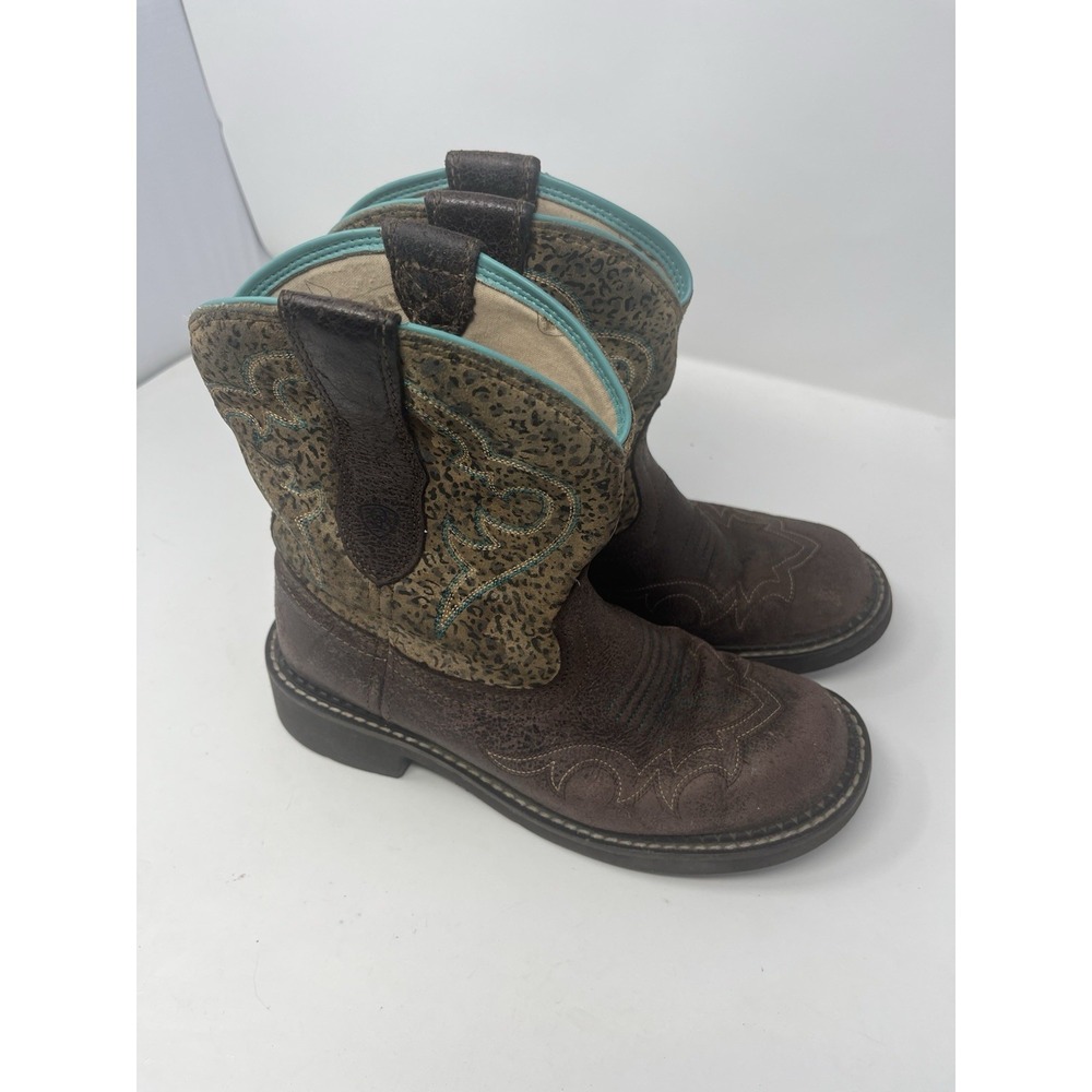 Ariat Fatbaby Heritage Harmony Boots Women 7 B Brown Leopard Print Round Toe